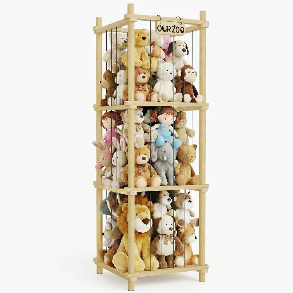 

Большая деревянная корзина для хранения игрушек - Органайзер для крупных мягких игрушек