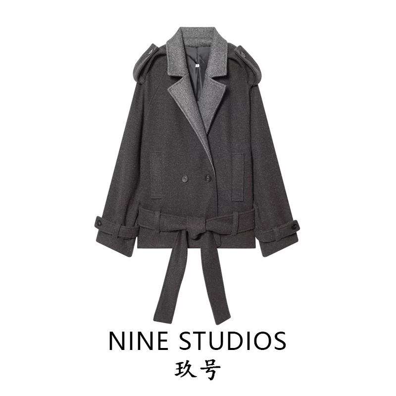 

Faionable Loose ort Double-Breasted Belted Coat NINE ZAR Women's Clothing Polyester Fiber Long Sve Summer Season