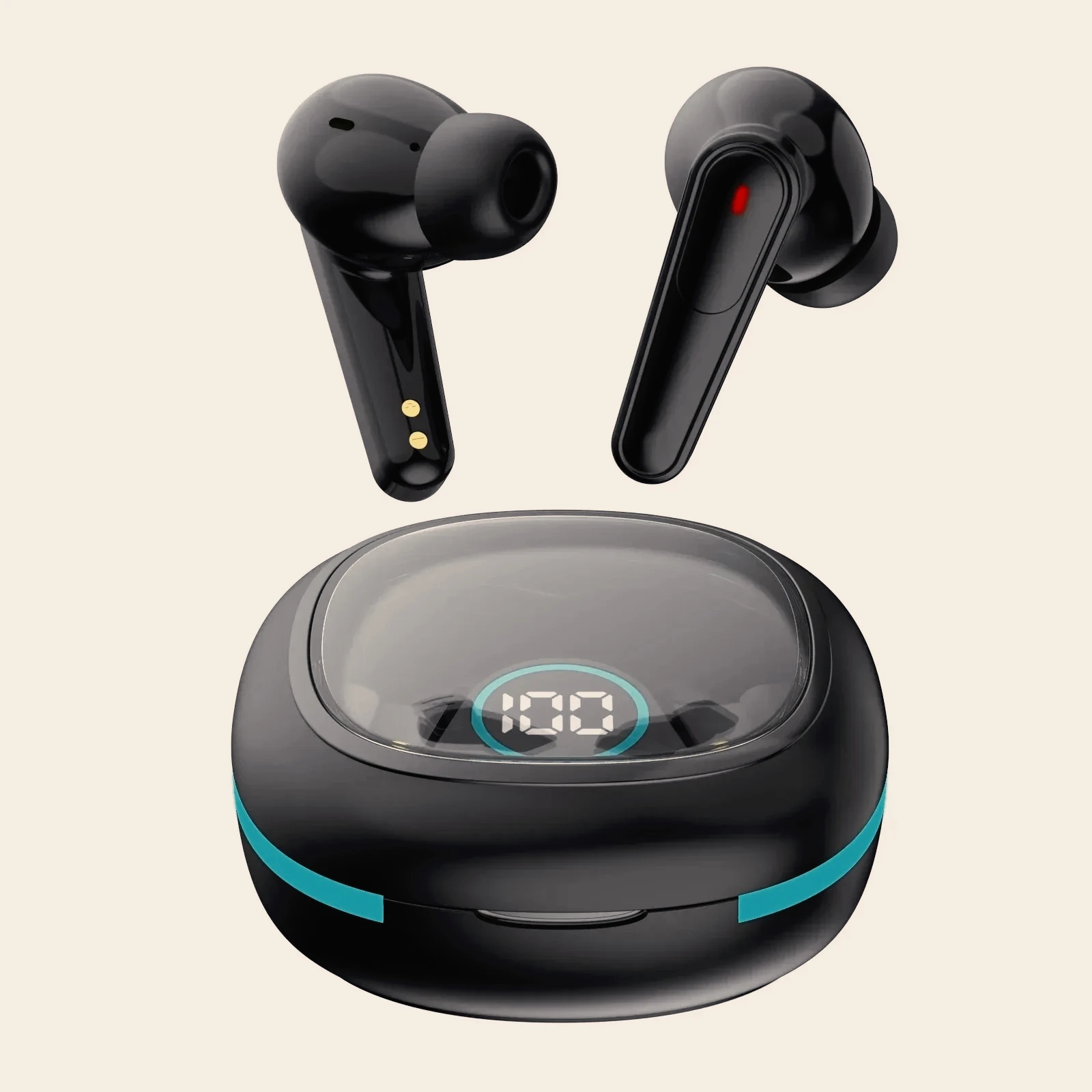 True Wireless Earbuds LED Digital Display In-Ear Headphones Rechargeable Wireless Earphone with Built-in Mic for Smartphones