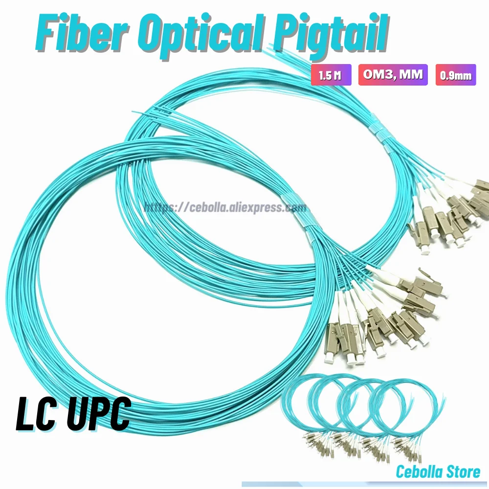 Fiber Optic Pigtail LC-UPC 0.9Mm MM Simplex LSZH 10 Gigabit Multimode OM3 LC-UPC 50Pcs 100Pcs Lot FTTH