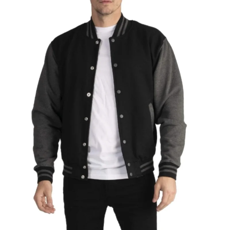 2024 New Arrival Fashion Fleece Casual Baseball Uniform Cotton Spliced Regular Rib Sleeve Brand Clothing Bomber Jacket Men