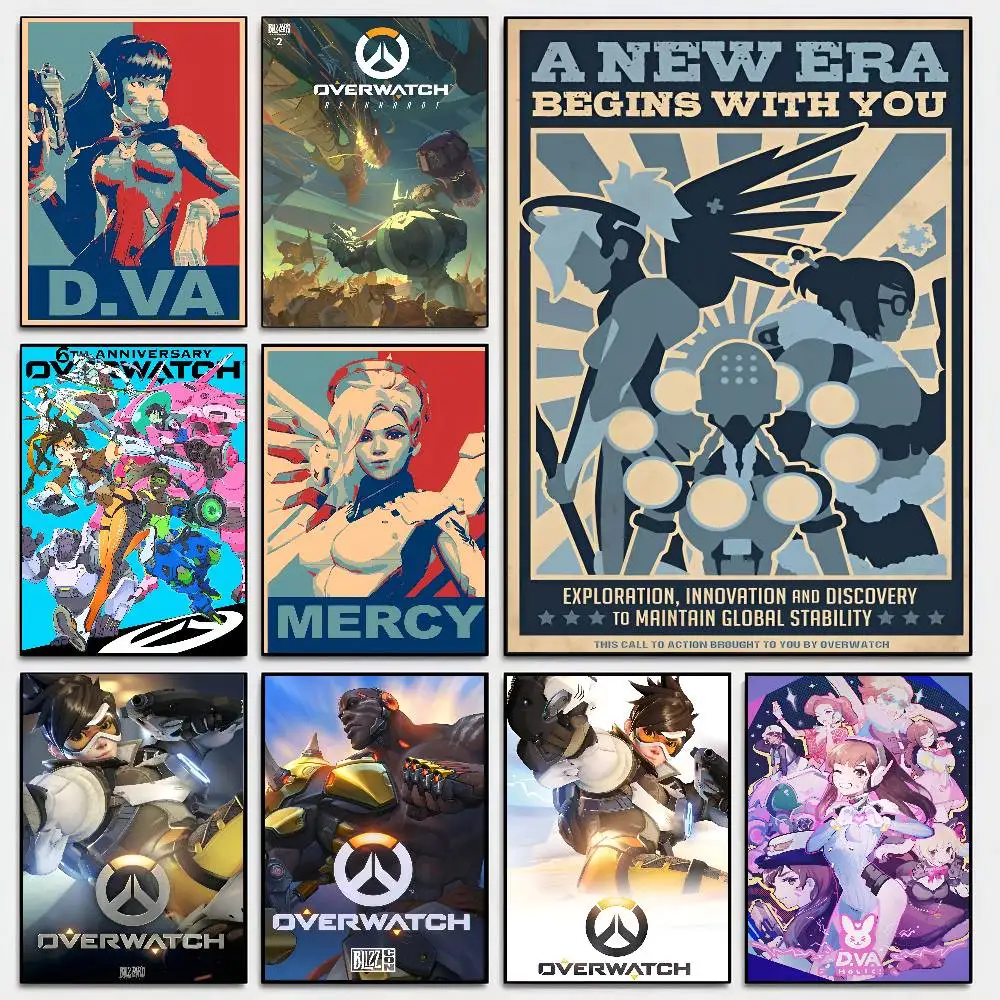 Game The Overwatch 2 Poster Self-adhesive Art Room Entrance Restaurant Wall Decor Art Painting