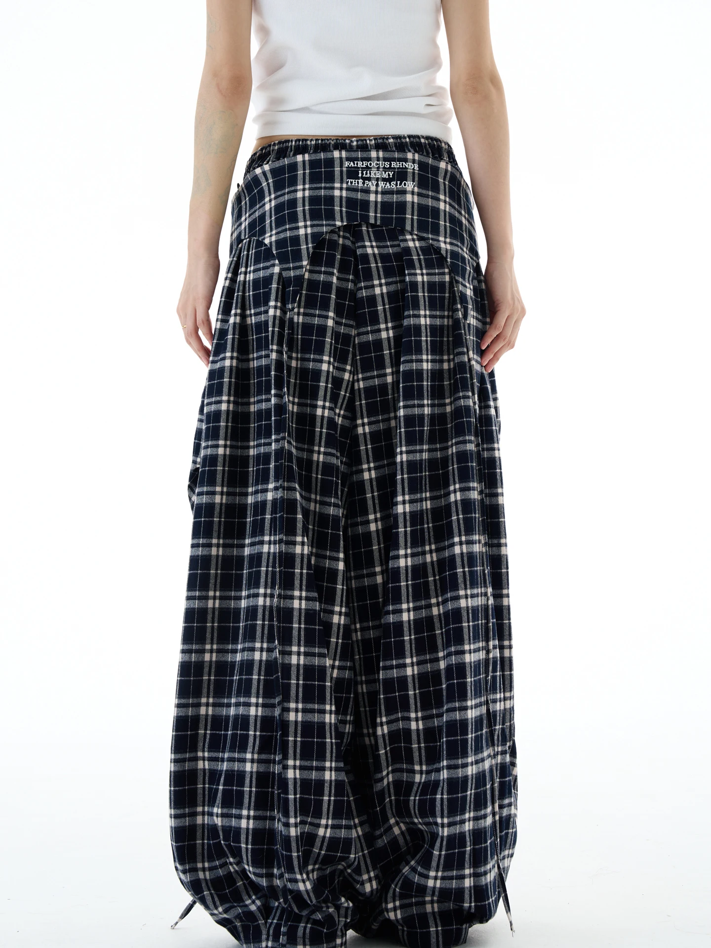 Yeboon American Sle pantalones casuales sueltos bordados pantalones de trabajo de pierna ancha a cuadros para mujer temporada de verano tubo recto