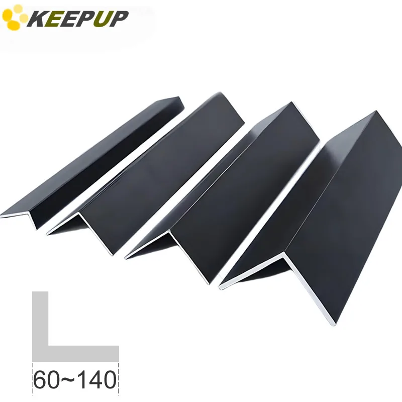 Black Painted Angle Aluminum Light Weight High Hardness Edging Decoration Long Side 60 70 75 80 100 140