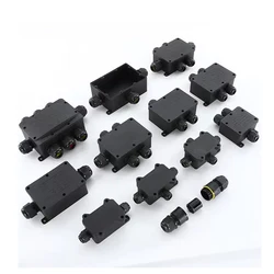 IP68 Outdoor Waterproof Junction Box Black, 2-8 Way Mini Connector Box With PC Plastic And Terminal, Designed For Buried Wires