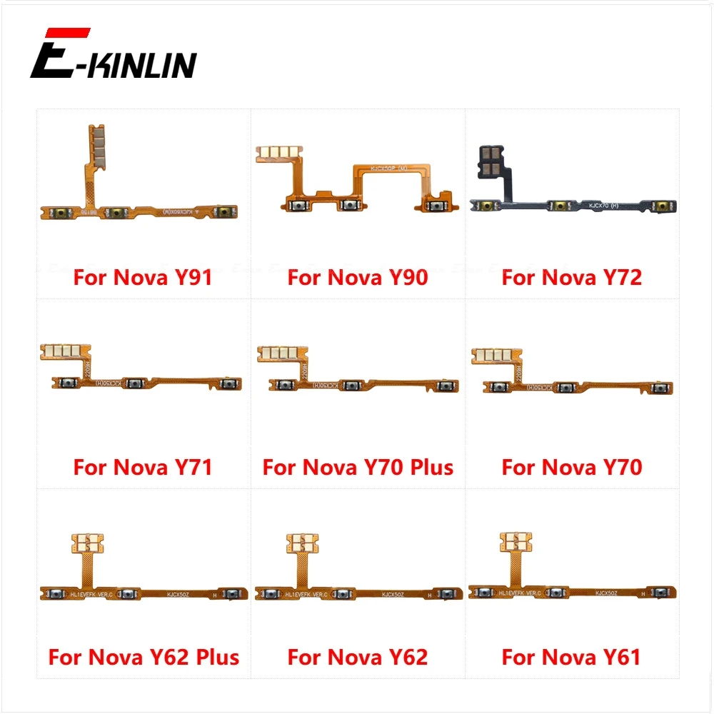 Power Key Ribbon Repair Parts For HuaWei Nova Y61 Y62 Y70 Plus Y71 Y72 Y90 Y91 ON OFF Volume Button Control Flex Cable