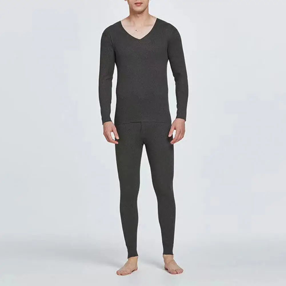 Men Thermal Set Autumn Winter Thermal Outfit Men's Thermal Underwear Set Fleece Lined Long Johns Base Layer Wool Winter Sweater