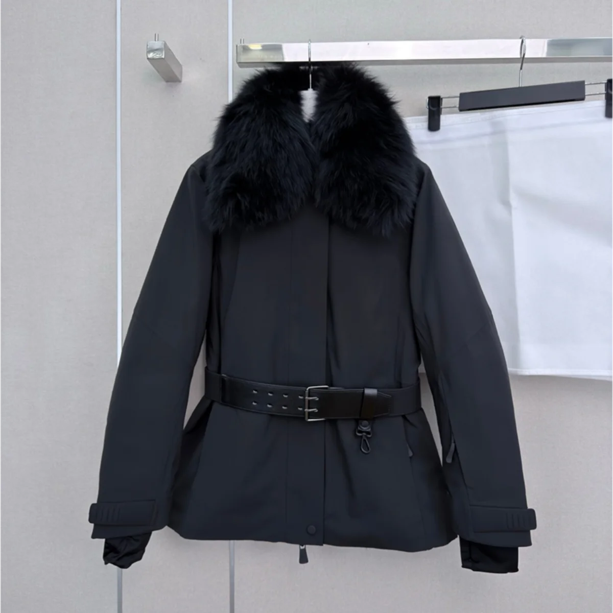2026 High Quality Women 90% Down Jacket Large Fluffy Collar Belted Waist Windproof Ski Coat,3 Colors26102048