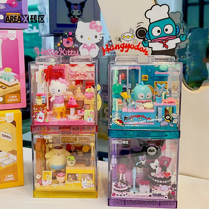 

Наборы строительных блоков AREA-X Sanrio Series: милые фигурки Куроми, Хелло Китти, Синаморолла, модели игрушек для сборки, украшения, подарки