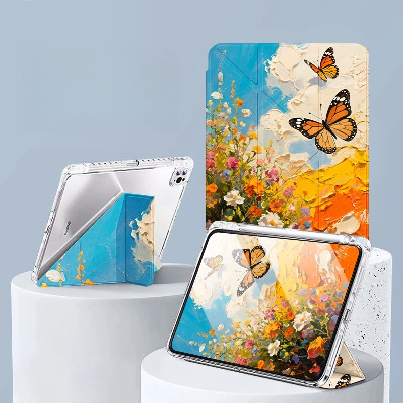 For iPad 12th A19 Case 2026/ 11th A16 2025/ iPad 10th Gen 10.9 Y-Tri Fold Stand Tablet Cases with Pen Slot Auto Wake up Sleep