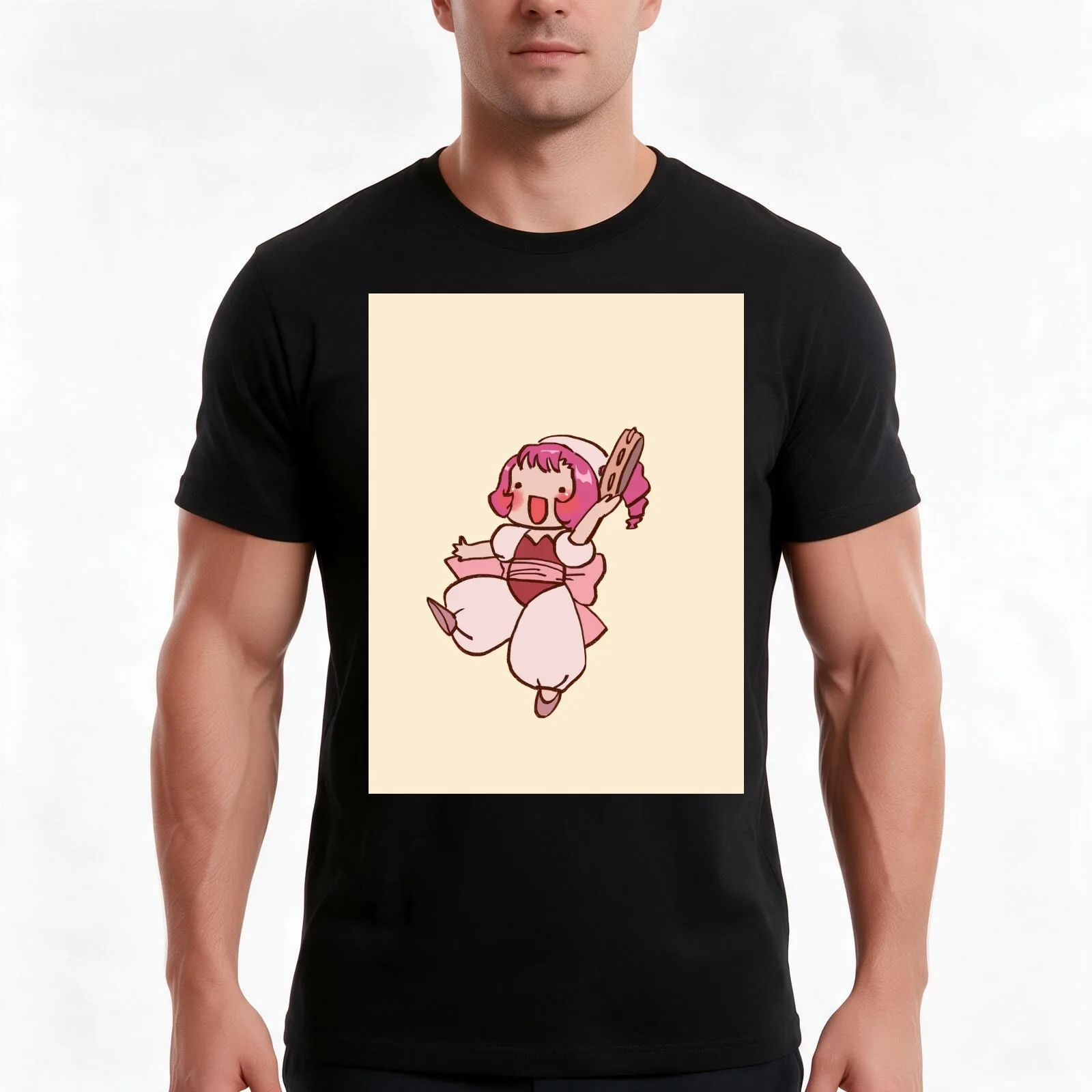 I draw sumomo persocom doing the wake up call dance / chobits T-Shirt Summer Casual Cotton Tee Oversized Streetwear Tops