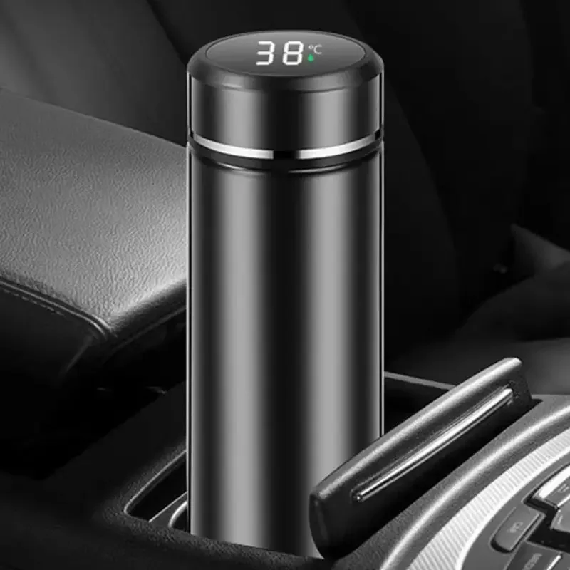 316 stainless steel smart thermos mug with led temperature display, touch control insulated bottle with tea separation