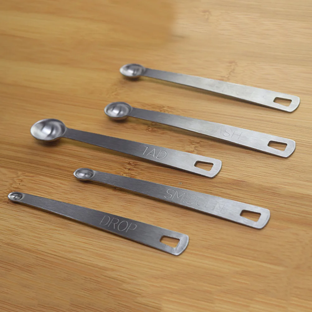 

5Pcs Stainless Steel Measuring Spoon Set Kitchen Baking Spice Measuring Spoons for Dry Liquid Ingredients Stackable Nested Rust