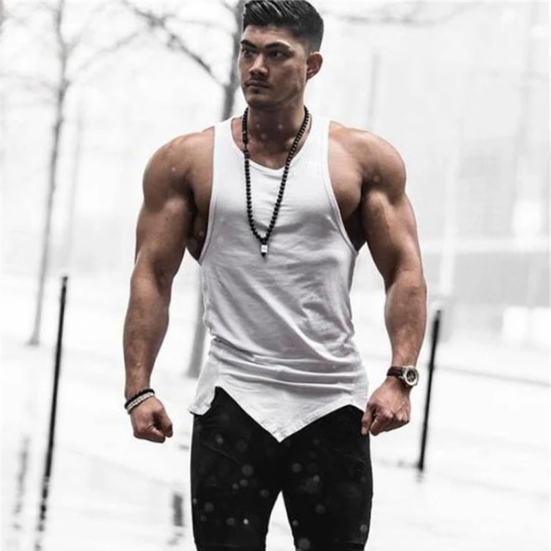 Mens Bodybuilding Training Tank Tops Plain Summer Loose Gym Clothing Cotton Breathable Sleeveless Vests Fitness Muscle Shirts