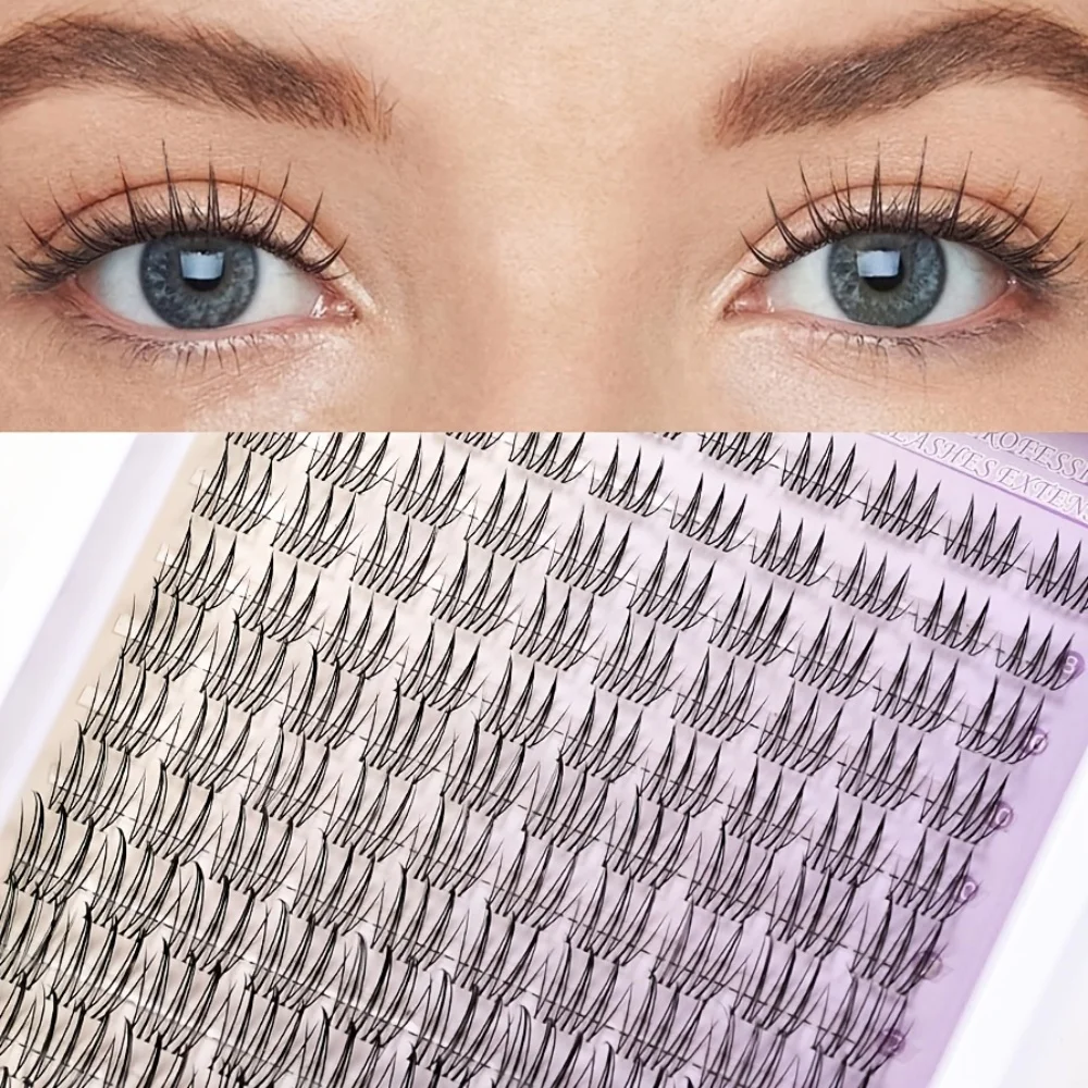 1 Box of 140 DIY Cluster False Eyelashes, C-Shaped Naturally Curled, 10-13 Millimeters Long, Cross Anime Natural Style, Reusable