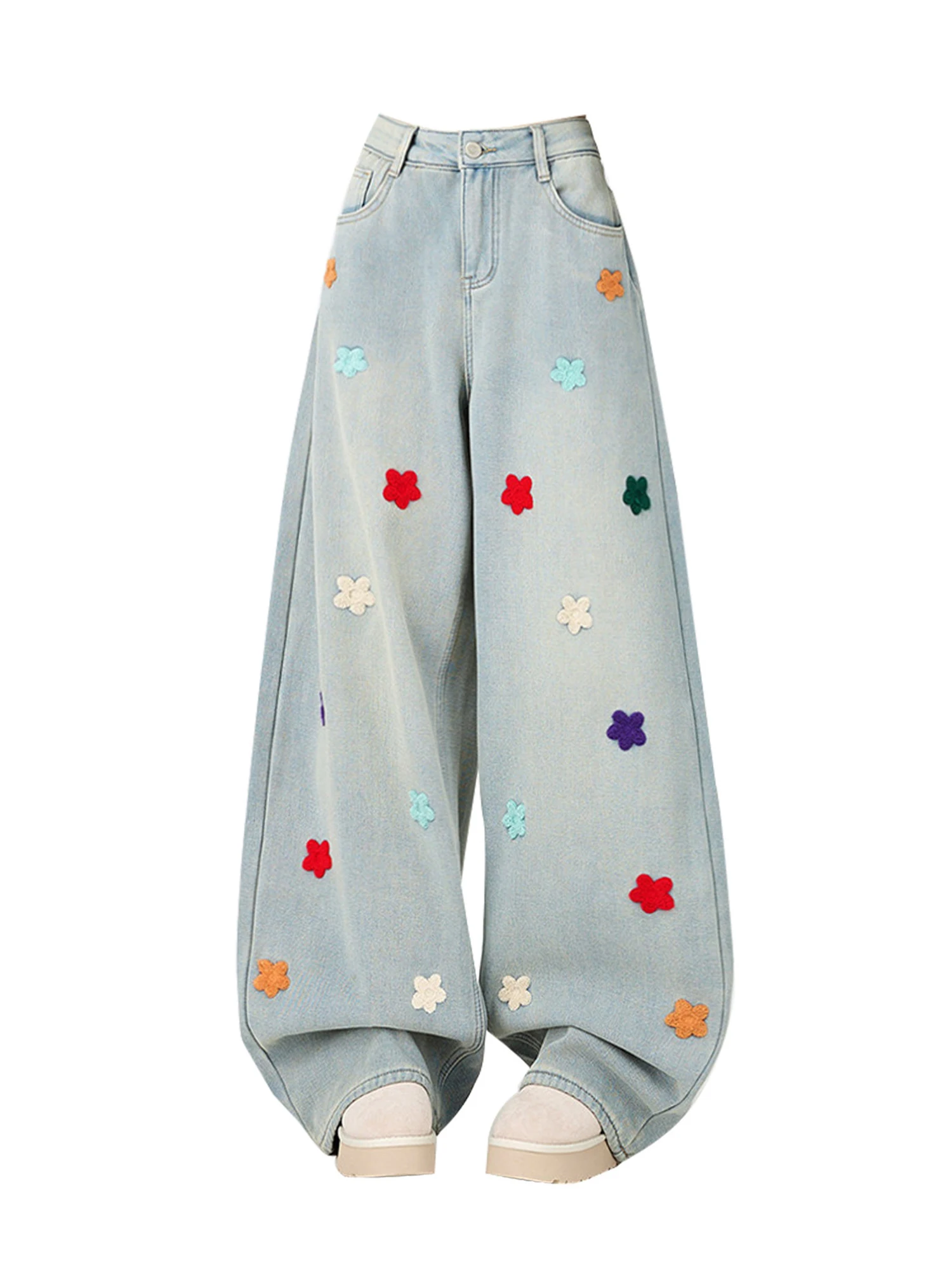 

Женские синие джинсы Y2k, широкие джинсовые брюки большого размера с вышивкой в стиле гранж, винтажные мешковатые джинсовые брюки в стиле Харадзюку, альтернативная одежда 2026
