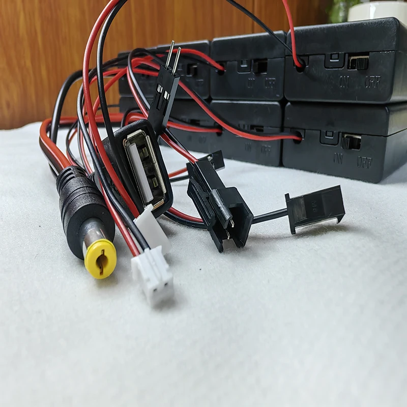 18650 Battery Holder Box 2 Slots Battery Storage Case With Switch & Cover & PH2.0 XH2.54 DC5.5X2.1 USB2.0Terminal Wire