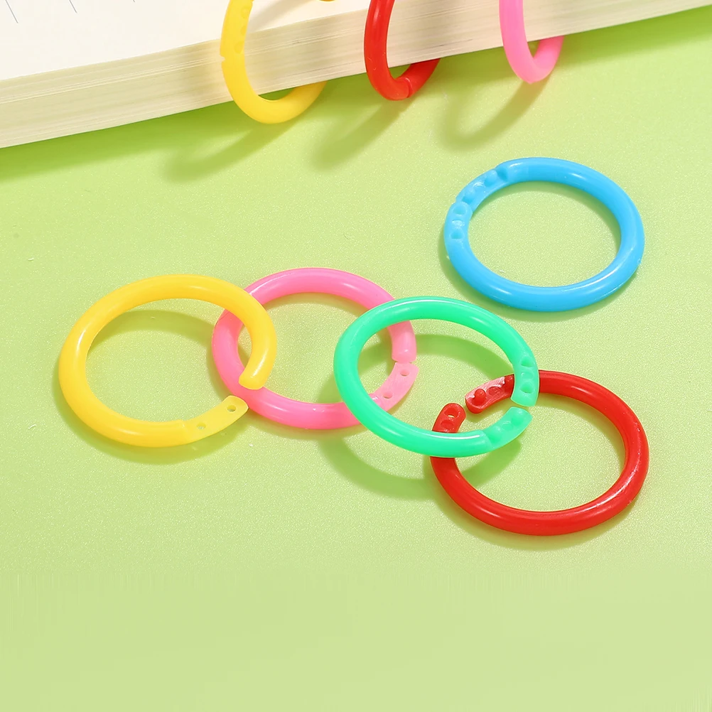 

150pcs Binder Rings Card File Index Book Educational Key Holder Plastic Multi Colors Loose Leaf Notebooks Organizers