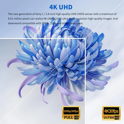 Imagen 2 del producto Cámara de vídeo PTZ con seguimiento automático AI, 4K30fps, USB, HDMI, LAN, Zoom 20x, cámara de conferencia, compatible con POE para reuniones, iglesia, transmisión en vivo