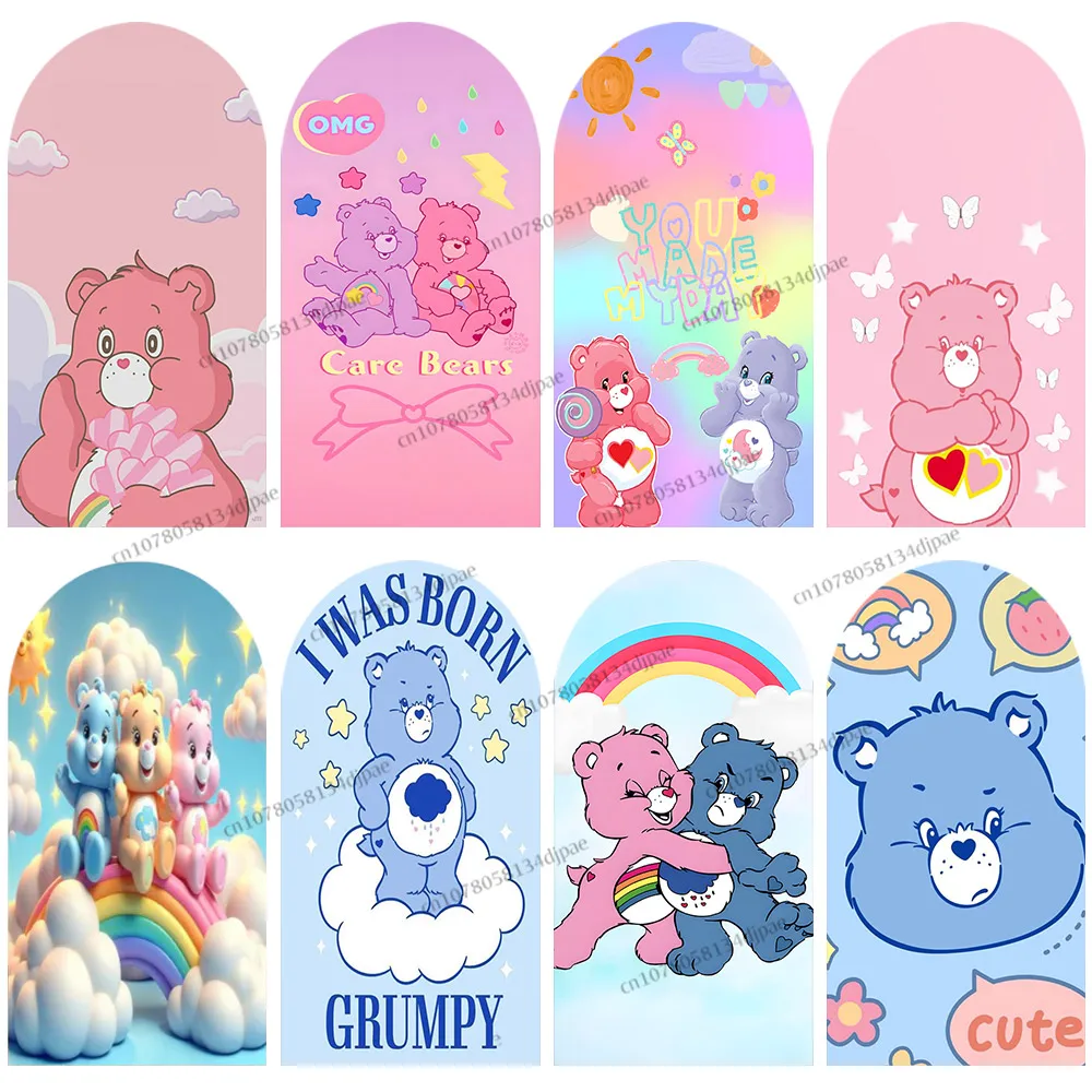 Cheerbear Care Bears Arch Background For Party Rainbow Girls Baby Birthday Backdrop Decoration Grumpybear Props Photo Studio