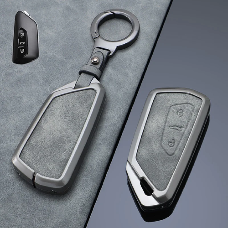 A + سبائك الزنك الجلود مفتاح السيارة فوب غطاء حقيبة لشركة فولكس فاجن جولف Tarraco ID.3 ID.4 مقعد #5