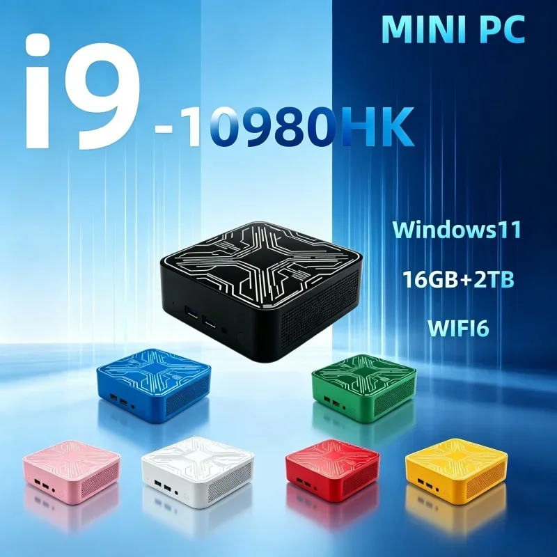13 Color Portable Pocket Mini PC I9 10980HK 16GB RAM 1/2TB SSD WiFi6 BT5.2 Windows11 4K Gaming Small Desktop Computer