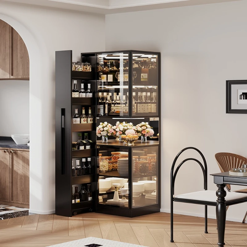 

Solid wood wine cabinet, living room against the wall corner cabinet, advanced storage can be pulled