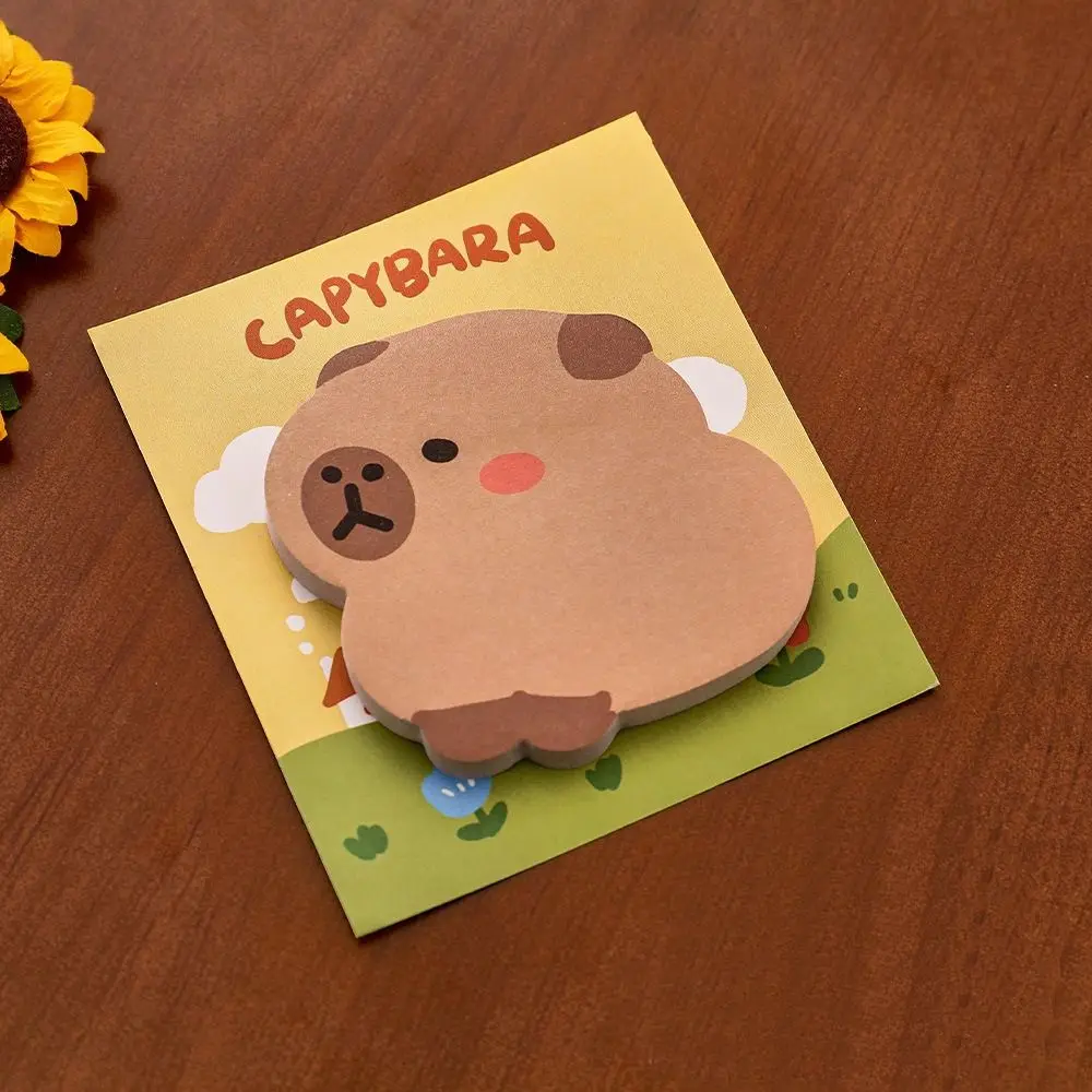 Bloc de notas autoadhesivo de dibujos animados Capybara, Bloc de notas de papelería, suministros escolares, 30 hojas, regalo