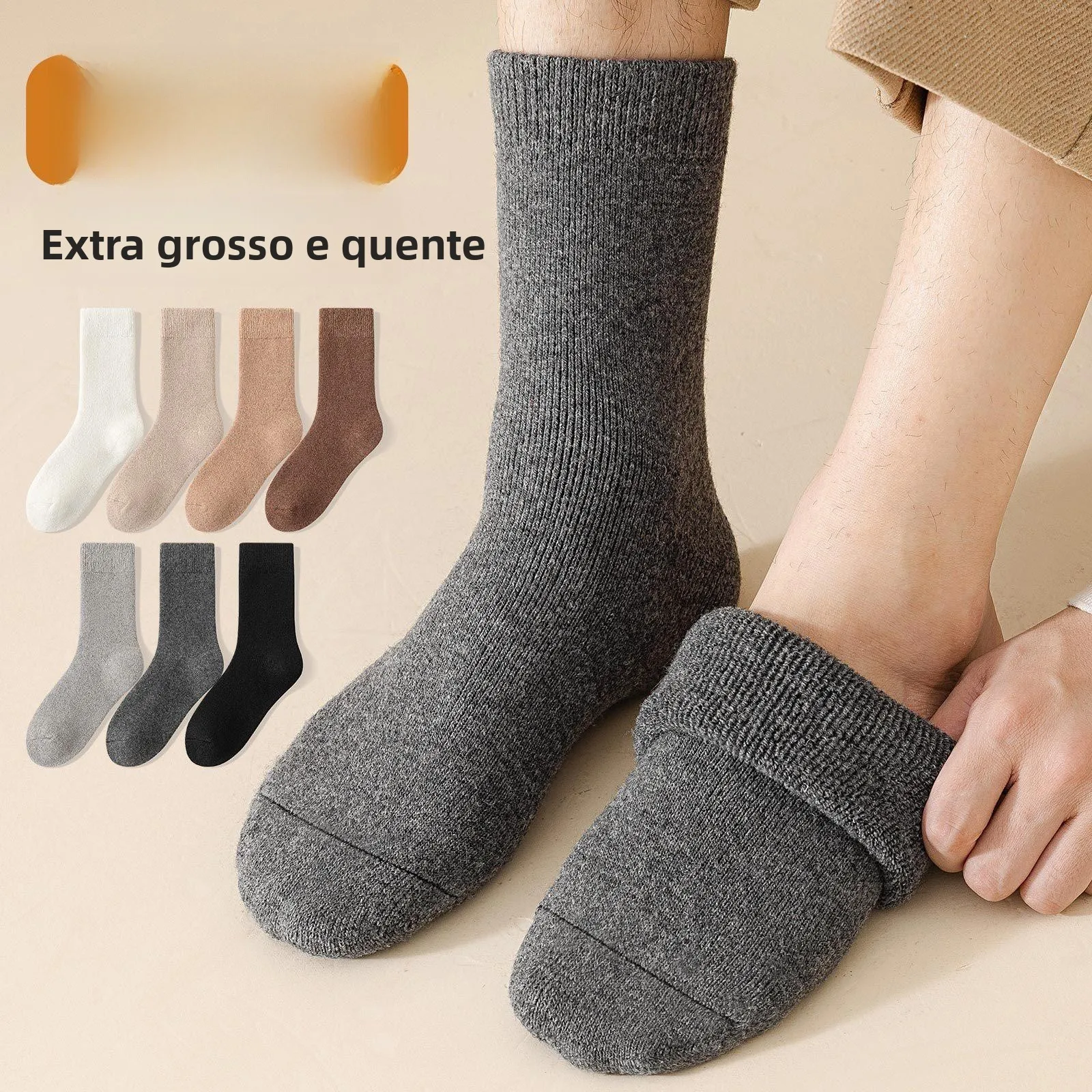 超厚手のウールソックス-メンズ-ミッドカーフ-ハイカーフ-暖かいプラッシュ冬用ソックス-多用途-アウトドア-キャンプ-旅行-スキー用ソックス