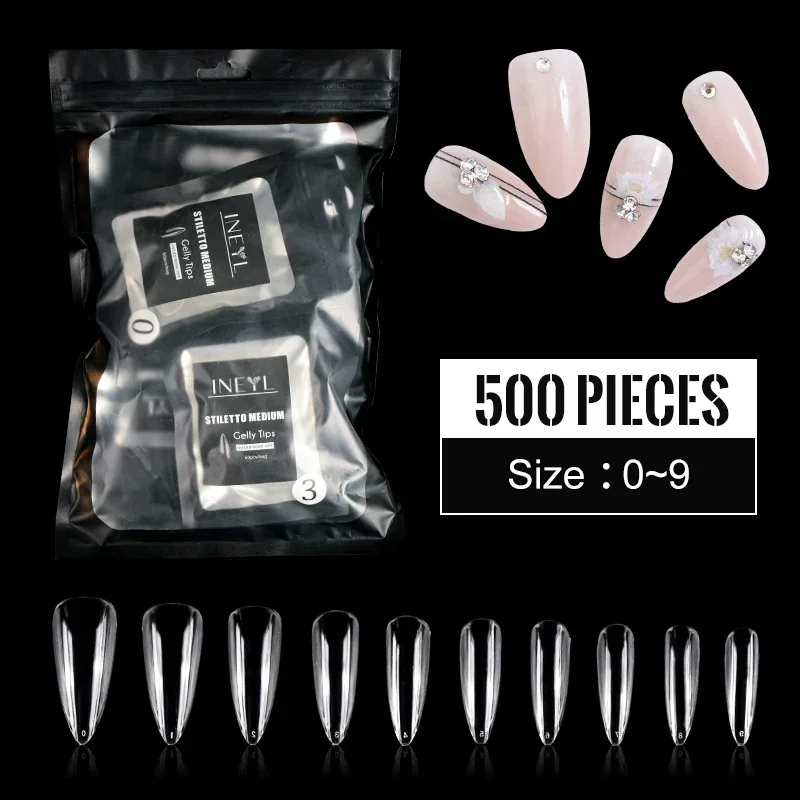 

50 PCS/bag Fake Nails Acrylic Press on Nails Gel Nails Extension Tips Sculpted Clear Stiletto False Nail Tips for Nail Supplies