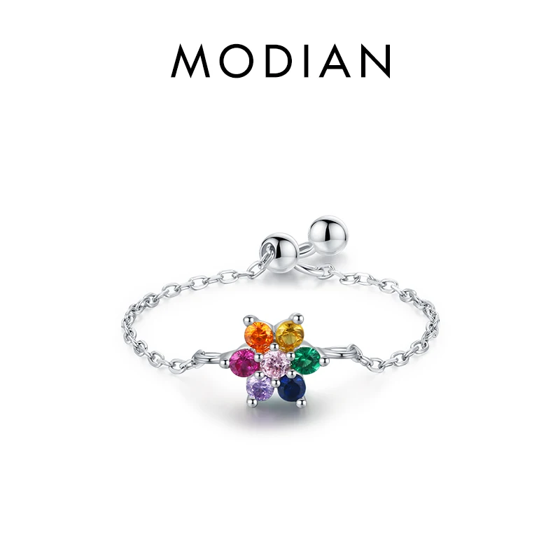 Women's 925 Sterling Silver Adjustable Heart Flower Link Ring