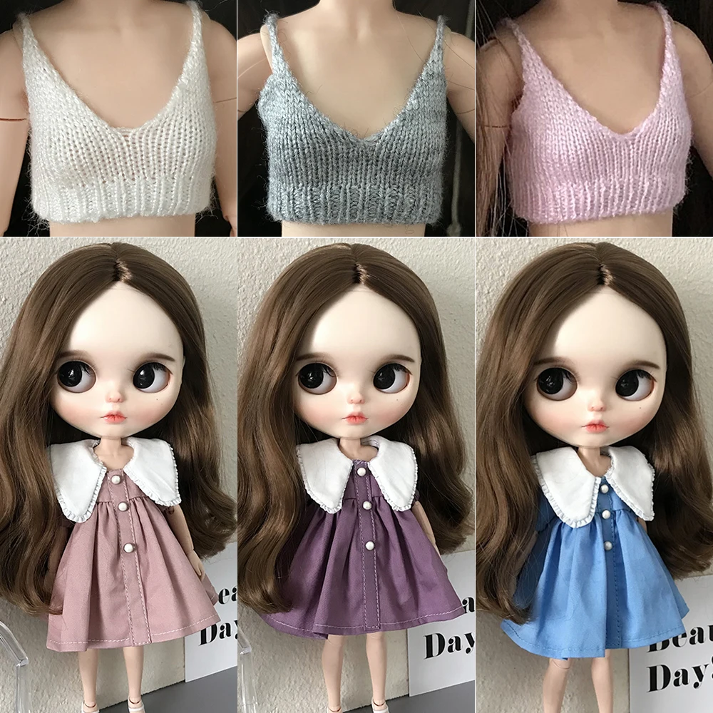 Cute Blyth Doll dress Doll Vest Pants Suit For licca azones ob24 ob27 Doll Body (Without shoes and doll)