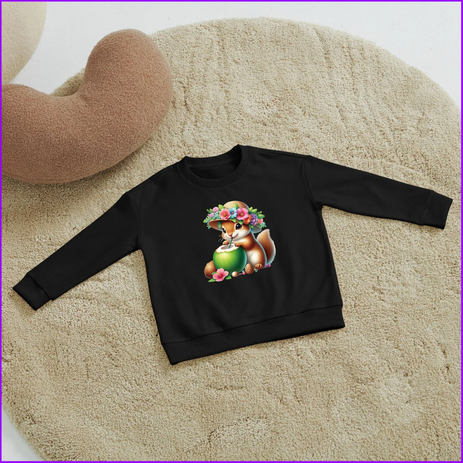 Squirrel Drink Coconut Water Sja1732a Kids Boys Girls Hoodies Sweatshirts Clothing Sweatshirts Tops Teen Clothes Rainbow Friends