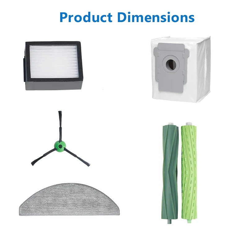 Replacement Parts For Irobot Roomba I5, I5+J5, J5+ Vacuum Accessories Kit, Rubber Brushes,Hepa Filters Mop Pads