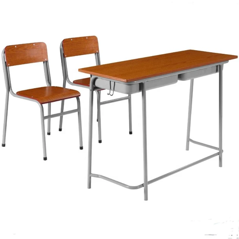 Training class primary and secondary school students steel and wood desks and chairs simple children thickened learning desks an