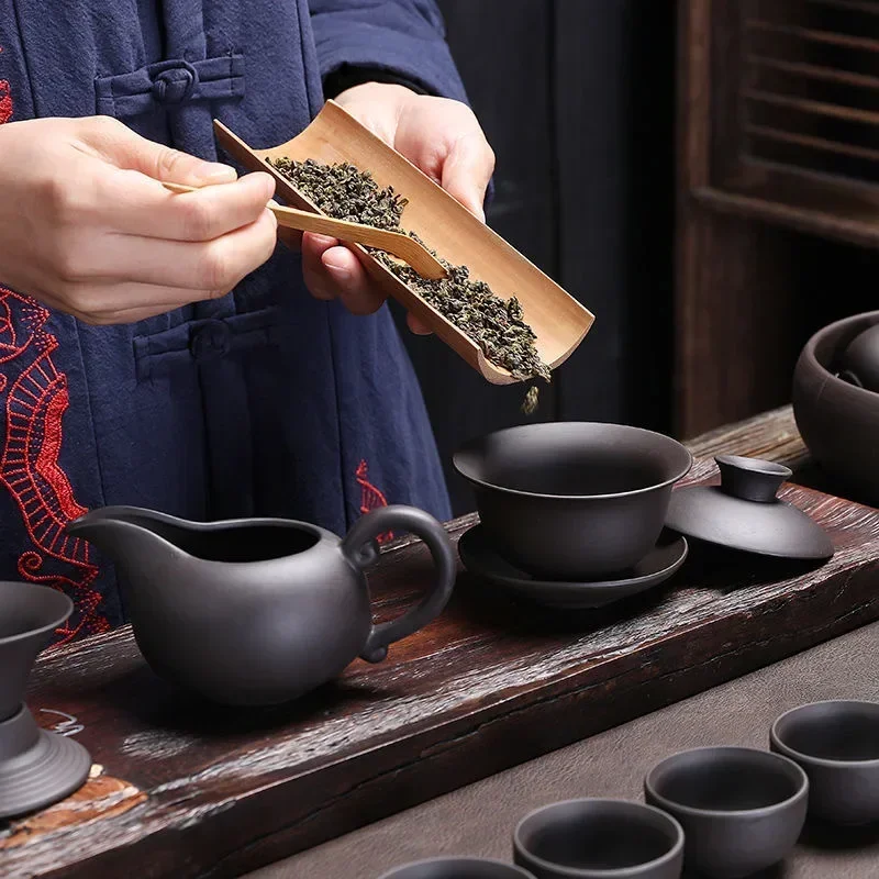 Purple Clay Chinese Kung Fu Tea Set Yixing Teapot Handmade Tea Pot Cup Zisha Gaiwan Tea Kettles Ceremony Drinkware Teaware Set