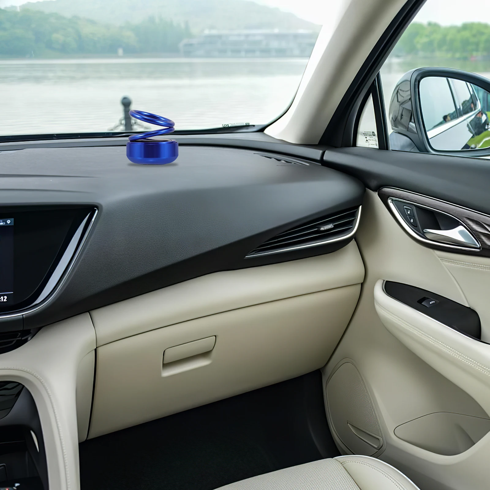 

Auto Rotating Solar Powered Car Aromatherapy Diffuser Double Ring Fresh Fragrance Interior Ornament Mount Accessory For
