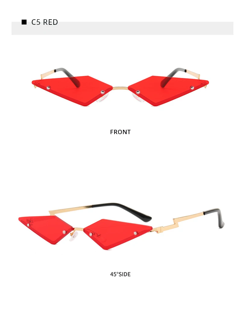 Y2K Randlose Dreieck-Sonnenbrille für Damen und Herren, Modische Geometrische Sonnenbrillen für Party, Club, Festival, Accessoires, Schattierungen – Detail 14