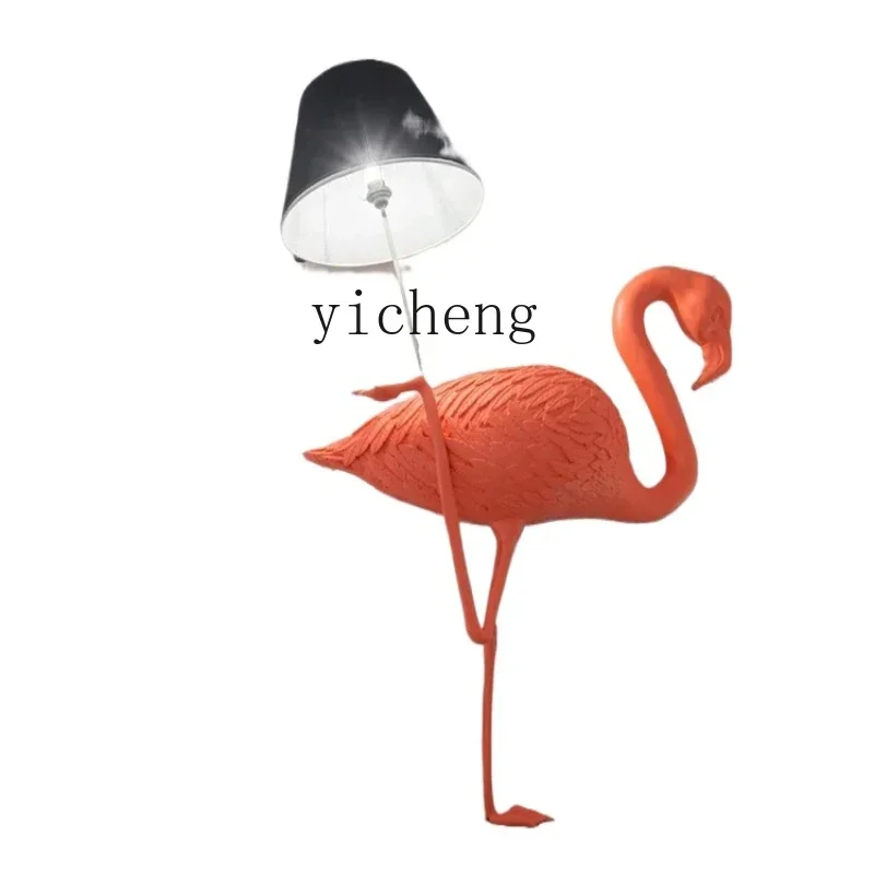 BJ-12  Welcome Flamingo Sculpture Floor Lamp Red-Crowned Crane Model Room Crane Fiberglass Ornaments
