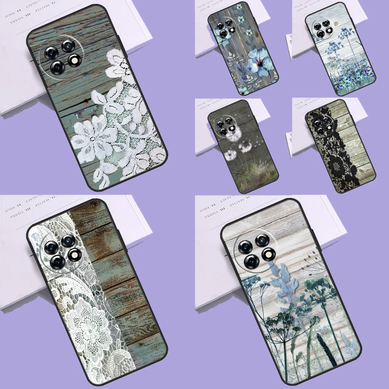 Western Rustic Barn Wood Lace Case For OnePlus Nord CE 2 Lite N30 N20 N10 Nord 3 2T OnePlus 11 10T 8T 9R 9 10 Pro Cover