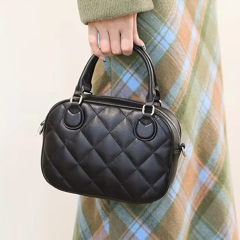 

Женские сумки для боулинга с ромбовидной решеткой, роскошная дизайнерская сумка и кошелек, новинка 2023 года, винтажная маленькая сумка через плечо из искусственной кожи