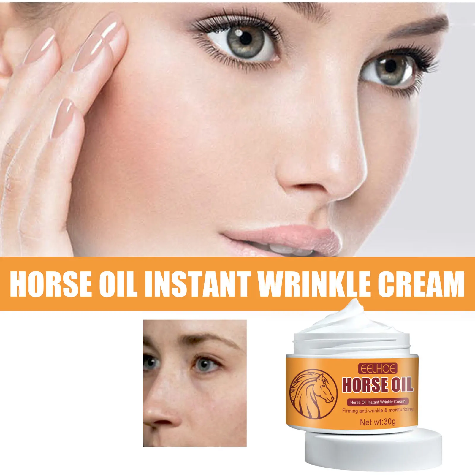 Horse Oil Instant Anti Wrinkle Cream Anti Aging Lift Firming Fade Fine Lines Dark Spots Brighten Skin Remove Melanin Facial Care