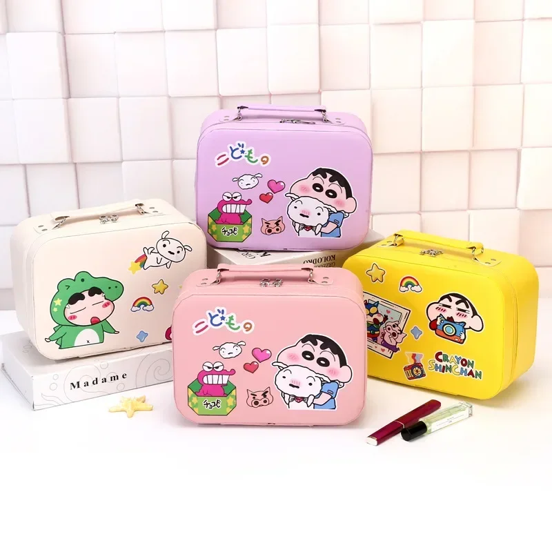 Crayon Shin-Chan Storage Box Kawaii Cartoon Cute Cosmetic Case Suitcase Miscellaneous Items Jewelry Storage Box Toys Girls Gifts