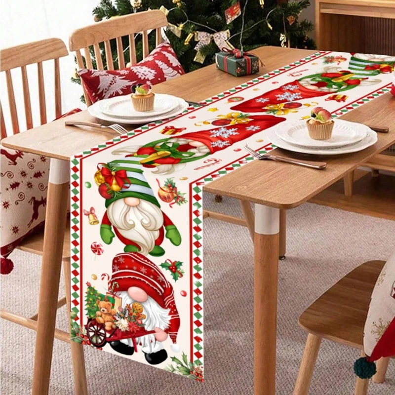 Christmas Table Runner Faceless Gnome Table Flag Christmas Decorations For Home 2025 Xmas Navidad Noel Gifts New Year Tablecloth view 3