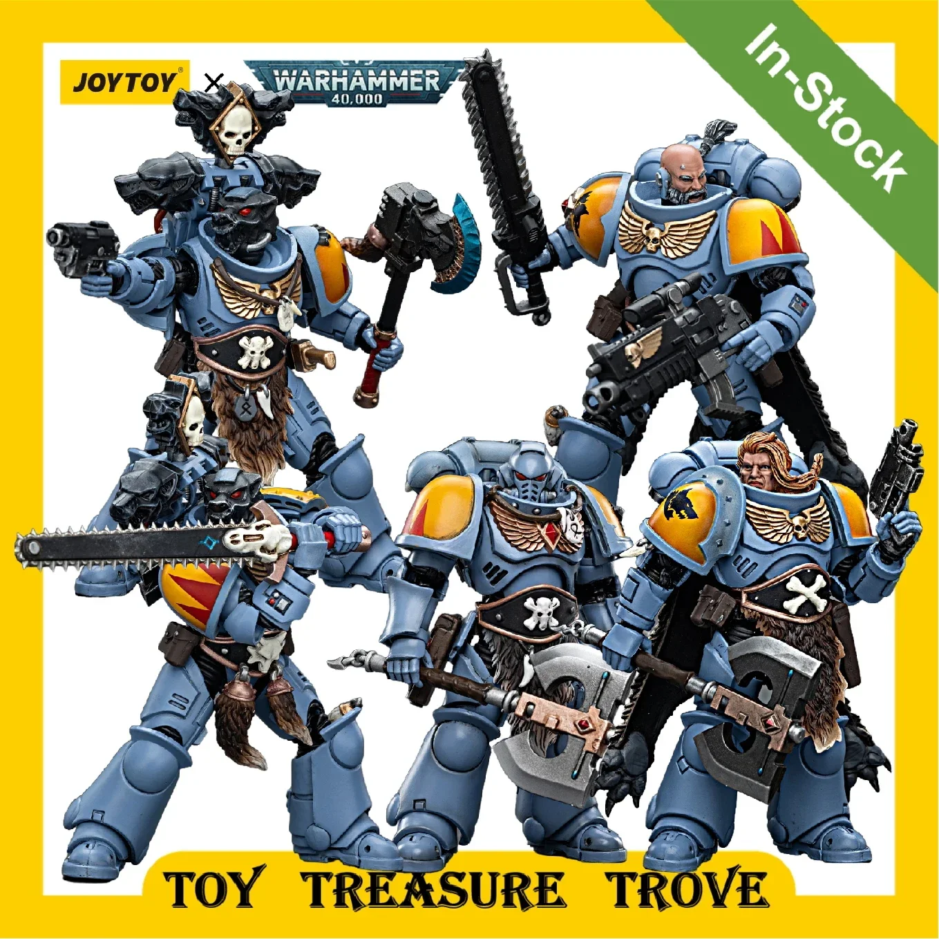 [In-Stock] JOYTOY Warhammer 40k 1/18 Action Figures Space Wolves Claw Pack five-person team Anime Military Model Collection Toys