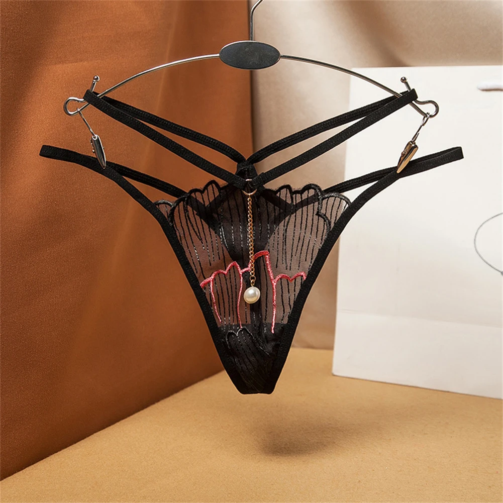 

Women Hollow Out G-string See Through Mesh Underwear Double Strap Panties Erotic Lingerie Ladies Sheer Underpants Briefs