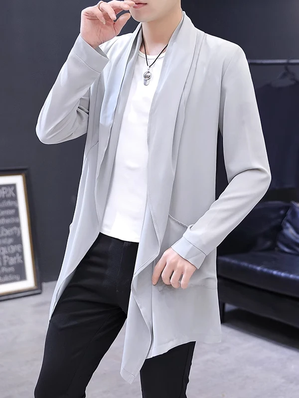 

2025 New Men's Summer Thin Sun Protection Clothing Long Coat Breathable Outdoor Skin irt Pure Color Loose Fit Faionable