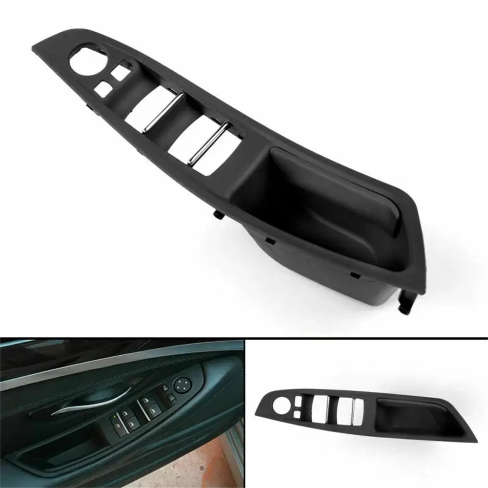 

LHD Interior Door Pull Handle Armrest Panel Trim Without Mirror Folding Button For BMW F10 F11 5 Series 51417225865,Black Color