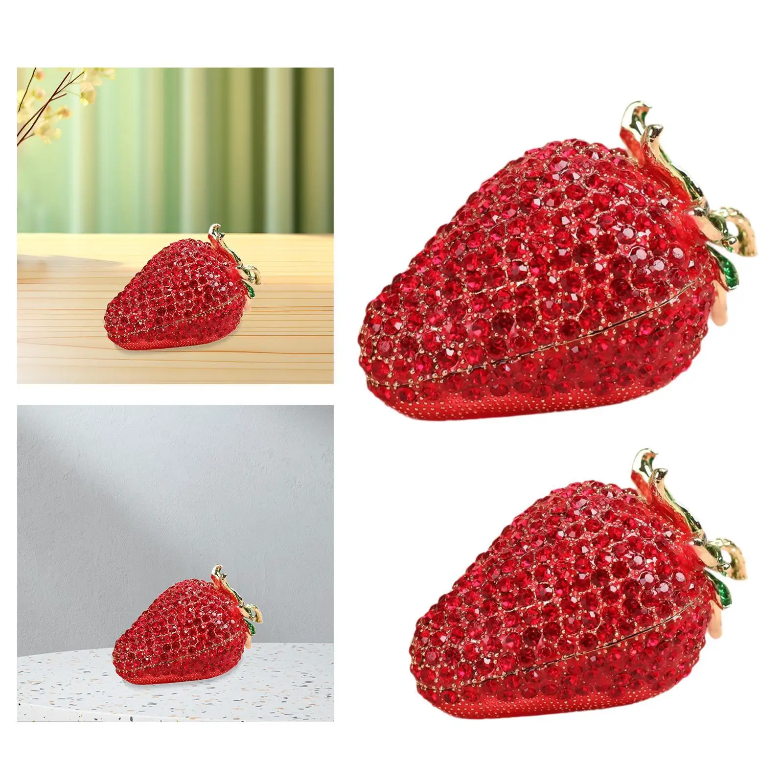 

Коробка для безделушек с клубникой, портативная декоративная коробка с красной клубникой для сережек