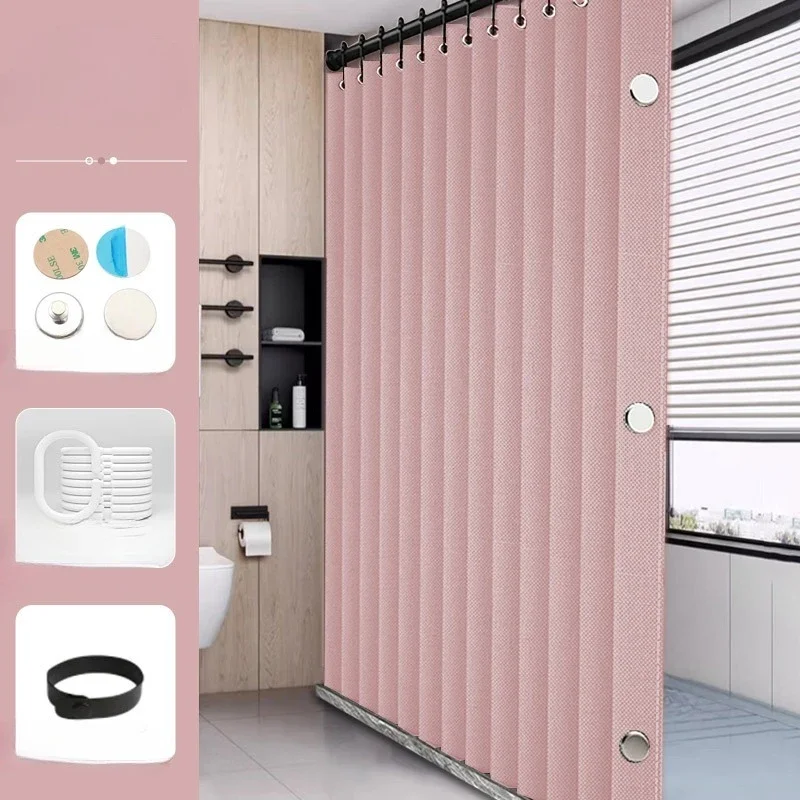 ستائر دش مقاومة للماء من الكتان المقلد، حلقة كبيرة من القماش السميك، ستائر دش غير شفافة في الحمامات، ستائر سهلة التركيب #2